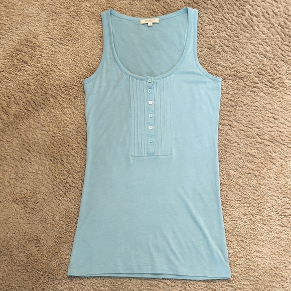 Burberry London Women's Soft Seafoam Pleated Front Button Tank Top S - Picture 3 of 10